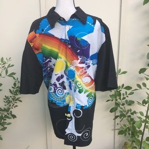 Blues Sz L Classic Abstract Print Men Shirt